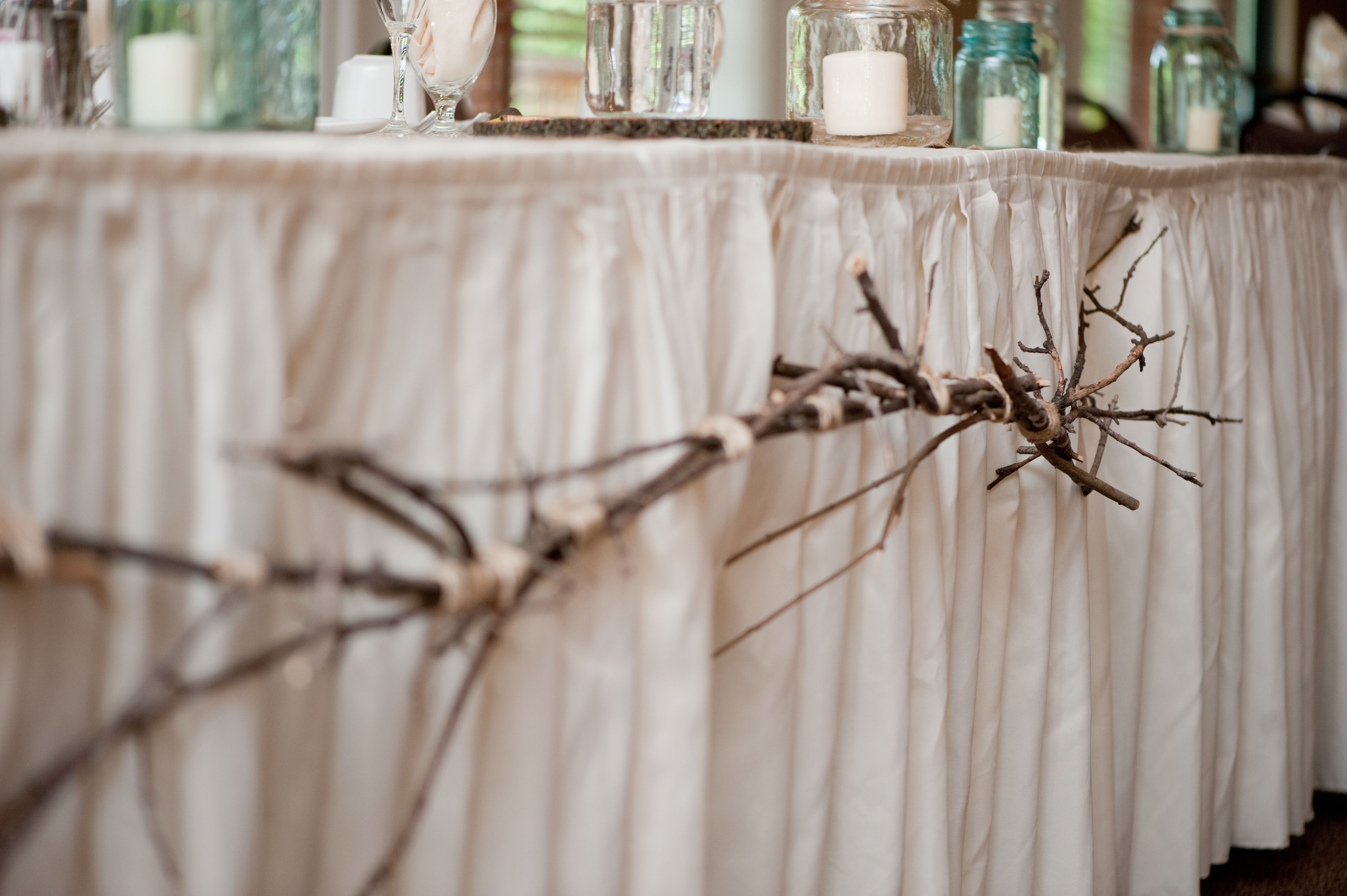 Head Table Hanging Branches - The First Year Blog #Wedding #Rustic